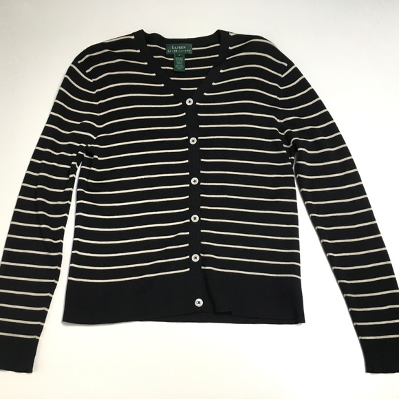 Ralph Lauren Silk cardigan black & white stripes - Picture 2 of 7
